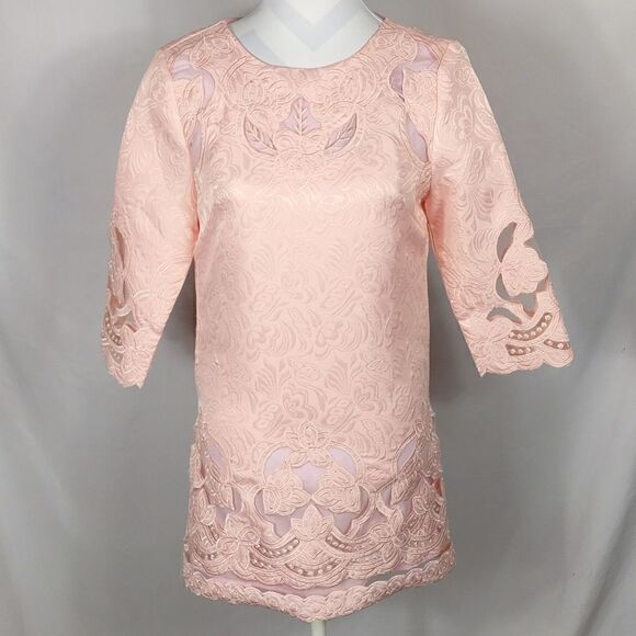 NWT Metisu Pink Lace Cutout Mini Dress - Picture 1 of 10